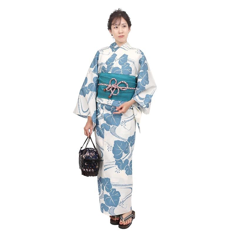 【新品】 [Fuuka] 風香 浴衣 レディース 兵児帯 2点セット フリーサイズ 蔦 ブルー (兵児帯/日本製/ターコイズ) X4022B-B167