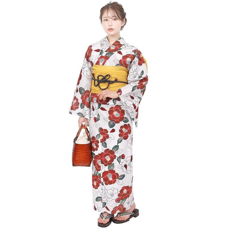 【新品】 [Fuuka] 風香 浴衣 レディース 大きいサイズ ふくよか 3Lサイズ 単品 椿(エンジ) プラスサイズ ゆったり 高身長 花柄 夏祭り 花火大会 盆踊り 女性用 ゆかた 3L02