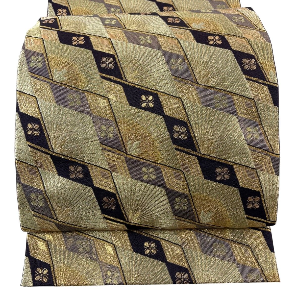 【美品】 袋帯 名品 若松 花 金糸 箔 金色 六通 正絹 【中古】 12,324円