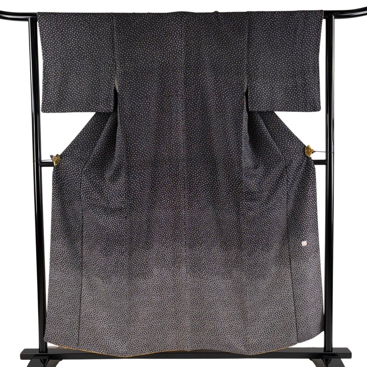 【美品】 付下げ 身丈155cm 裄丈63cm S 袷 落款 小花 梅 墨色 正絹 秀品 【中古】