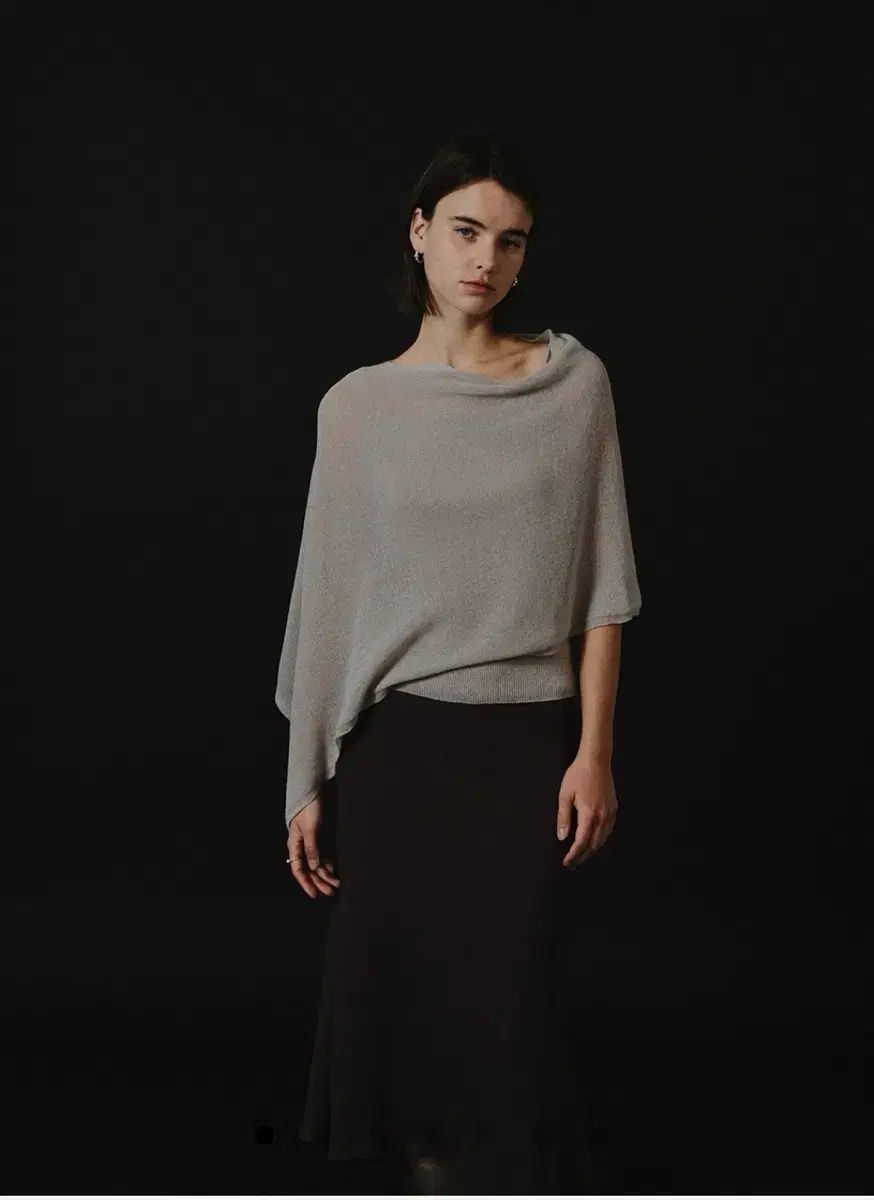 ged SOFT SHAWL KNIT SET - GRAY