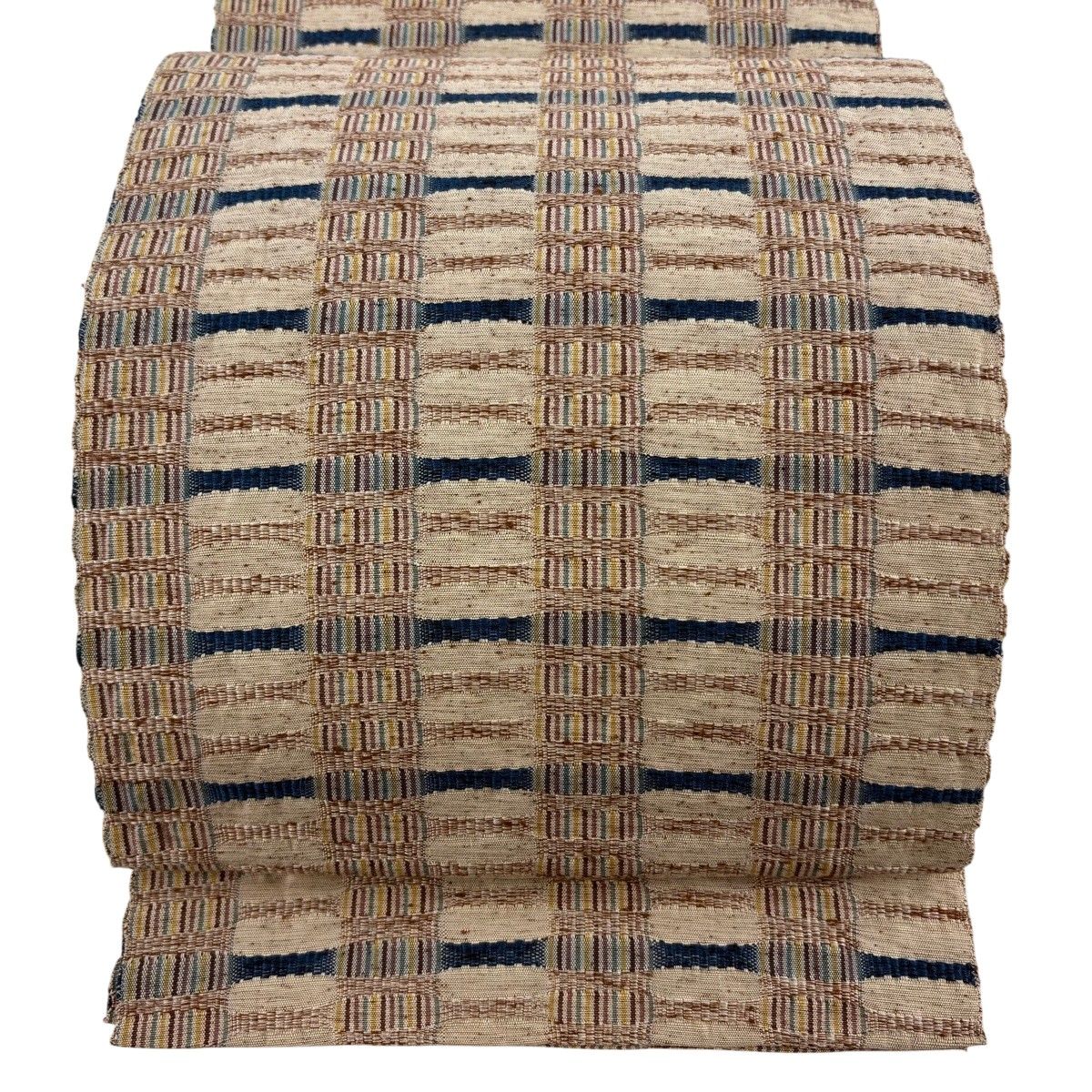 【美品】 名古屋帯 秀品 八寸名古屋帯 縞 薄小豆 正絹 【中古】