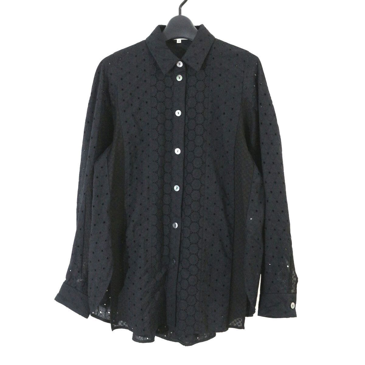 ENFOLD エンフォルド 24SS SOLID-ARM SHIRT レースコンビネーションシャツ 38 300HS130-0870