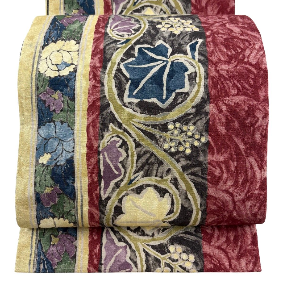【美品】 袋帯 秀品 葡萄唐草 墨色 全通 正絹 【中古】