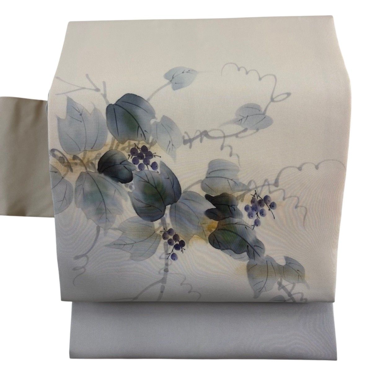 名古屋帯 秀品 落款 やまと 葡萄 金彩 ぼかし ベージュ 正絹 【中古】