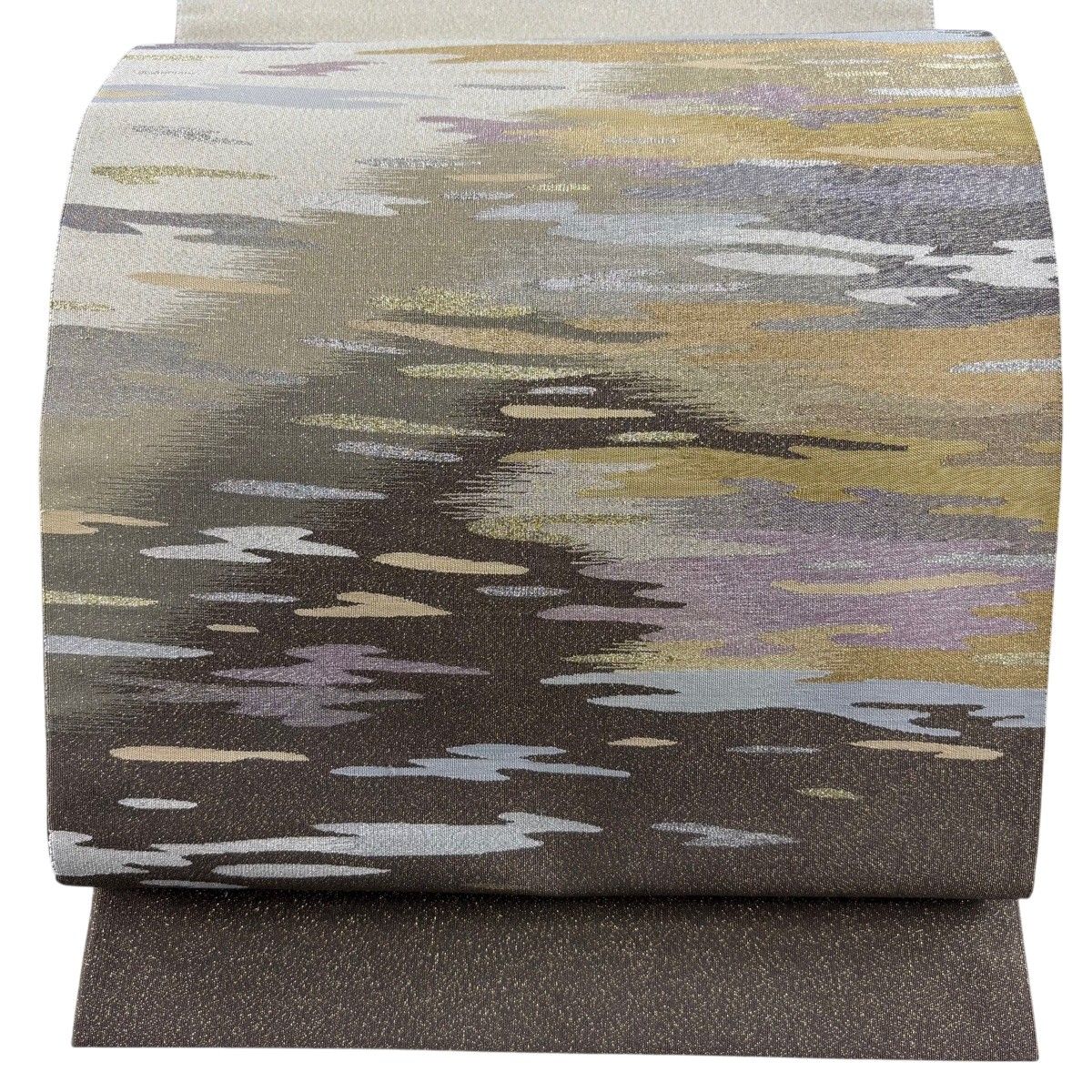 【美品】 袋帯 秀品 やまと 霞 金銀糸 茶色 お太鼓柄 正絹 【中古】