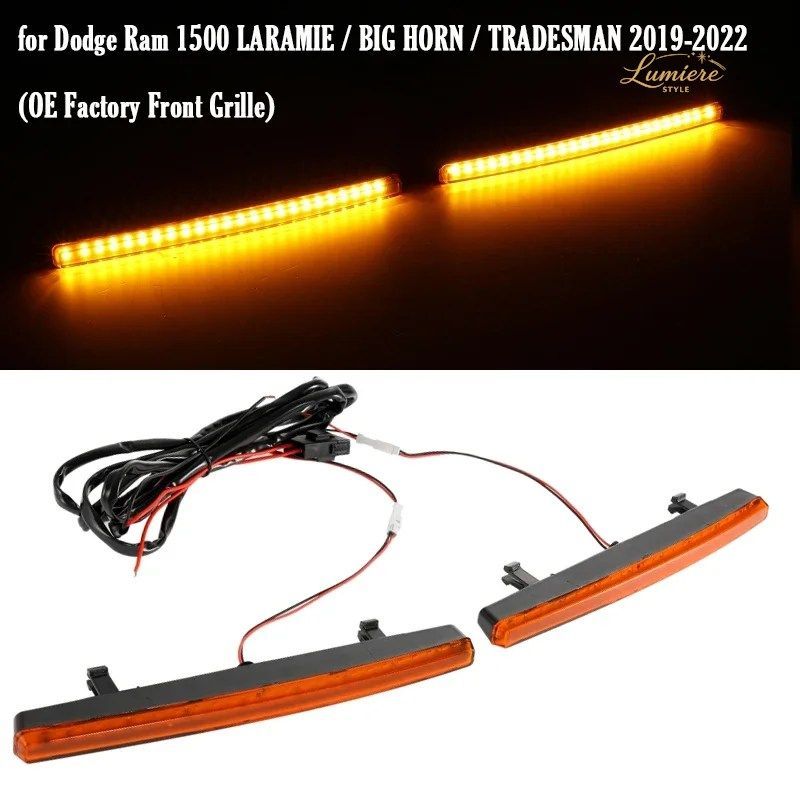 CAR AMBER FRONT LED GRILLE LIGHT DODGE RAM 1500 LARAMIE / BIG HORN / TRADESMAN 2019-2022 OE FACTORY FRONT GRILLE