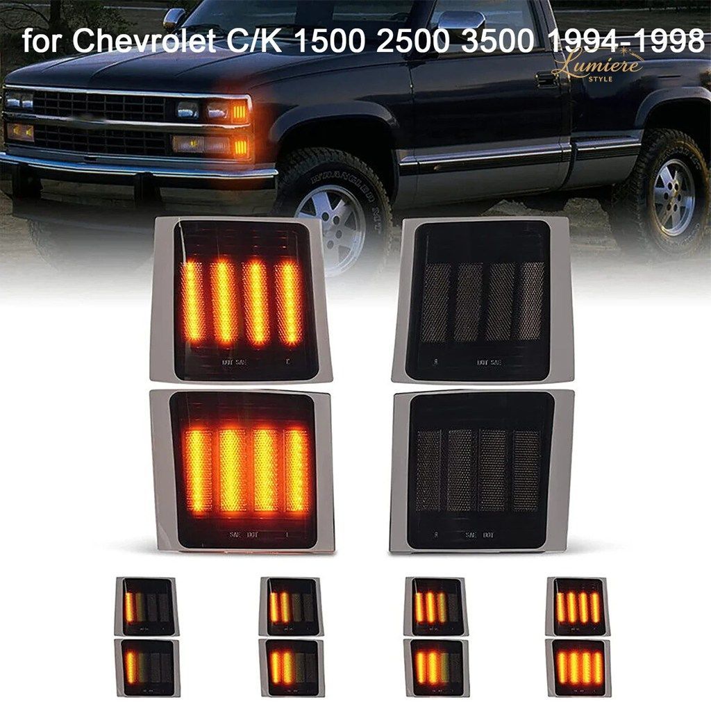 4PCS CAR SIDE MARKER TURN SIGNAL LIGHTS DYNAMIC AMBER LED CORNER LIGHT CHEVROLET C/K C10 1500 2500 3500 1994-1998 TAHOE