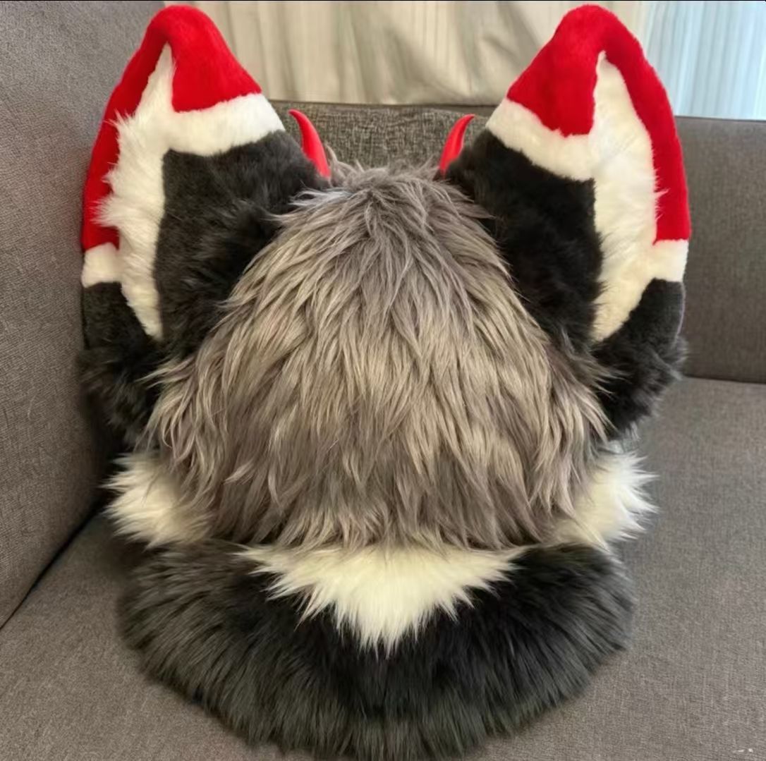 受注制作 鬼角オオカミ ファースーツヘッド furry ケモノ コスプレ 受注制作 鬼角オオカミ ファースーツヘッド furry ケモノ コスプレ