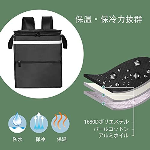Naokin ウーバーイーツ バッグ 配達 用 uber eats デリバリーバッグ 大