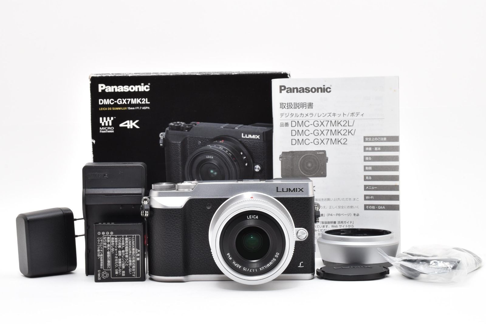 シャッター回数5219回！■ほぼ新品■ PANASONIC GX7MK2 単焦点ライカDGレンズキット シルバー DMC-GX7MK2LS