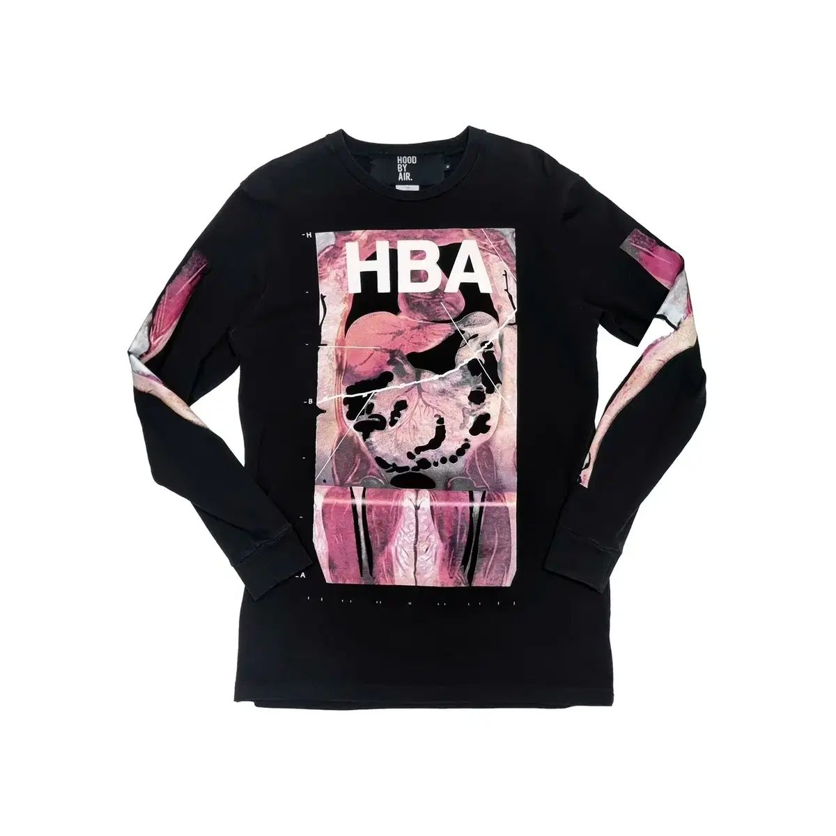 フーディーバイエア-14FW アナトミー ロングスリーブ Tシャツ-ブラック-M