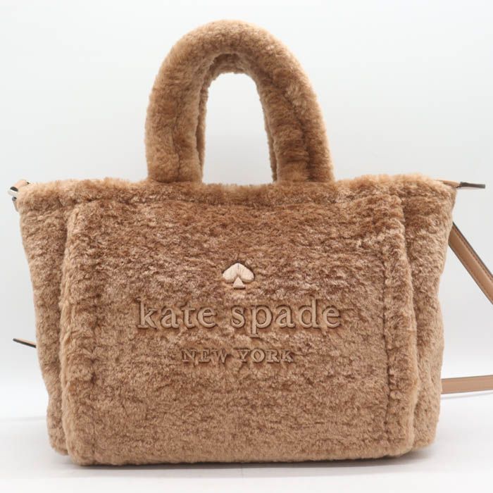 ケイトスペード トートバッグ 鞄 カバン ブランド 2way ショルダーバッグ フェイクファー レディース ブラウン Kate Spade 【中古】