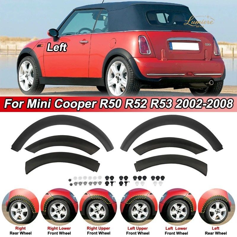 CAR FRONT/REAR WHEEL SIDE UPPER/LOWER FENDER ARCH EYEBROW TRIM MINI COOPER R50 R52 R53 2002-2008 51131505868 MUDGUARDS COVER