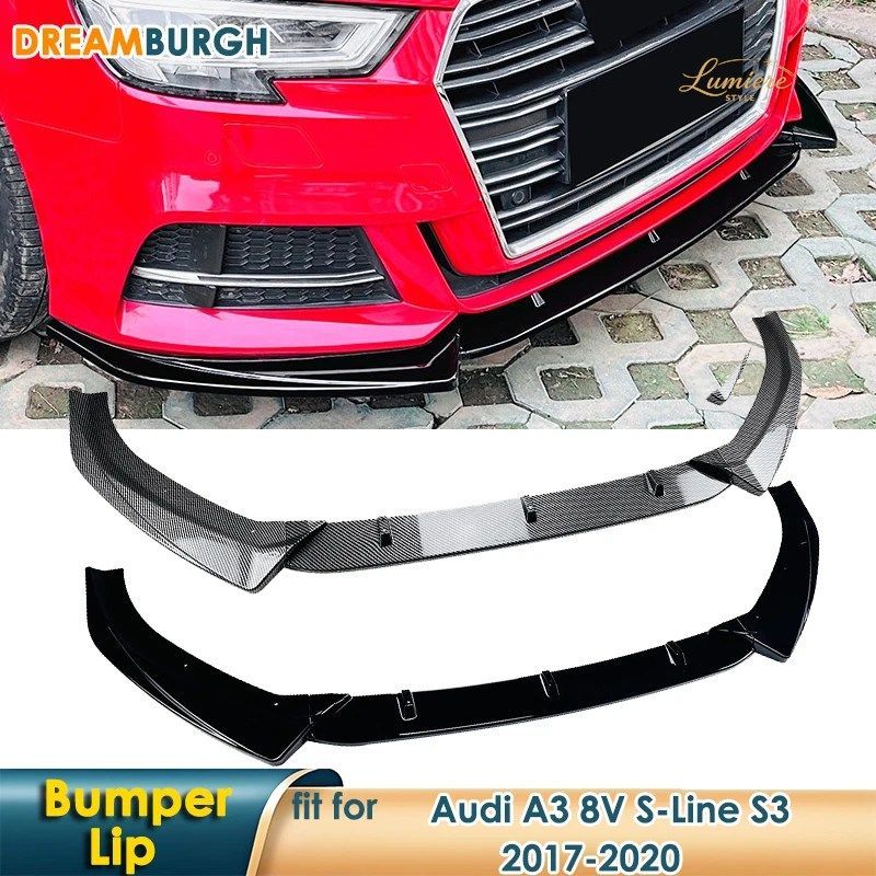 CAR FRONT BUMPER CANARD LIP TRIM SPOILER SPLITTER AUDI A3 8V S-LINE S3 2017-2020 LOWER BUMPER GUARD