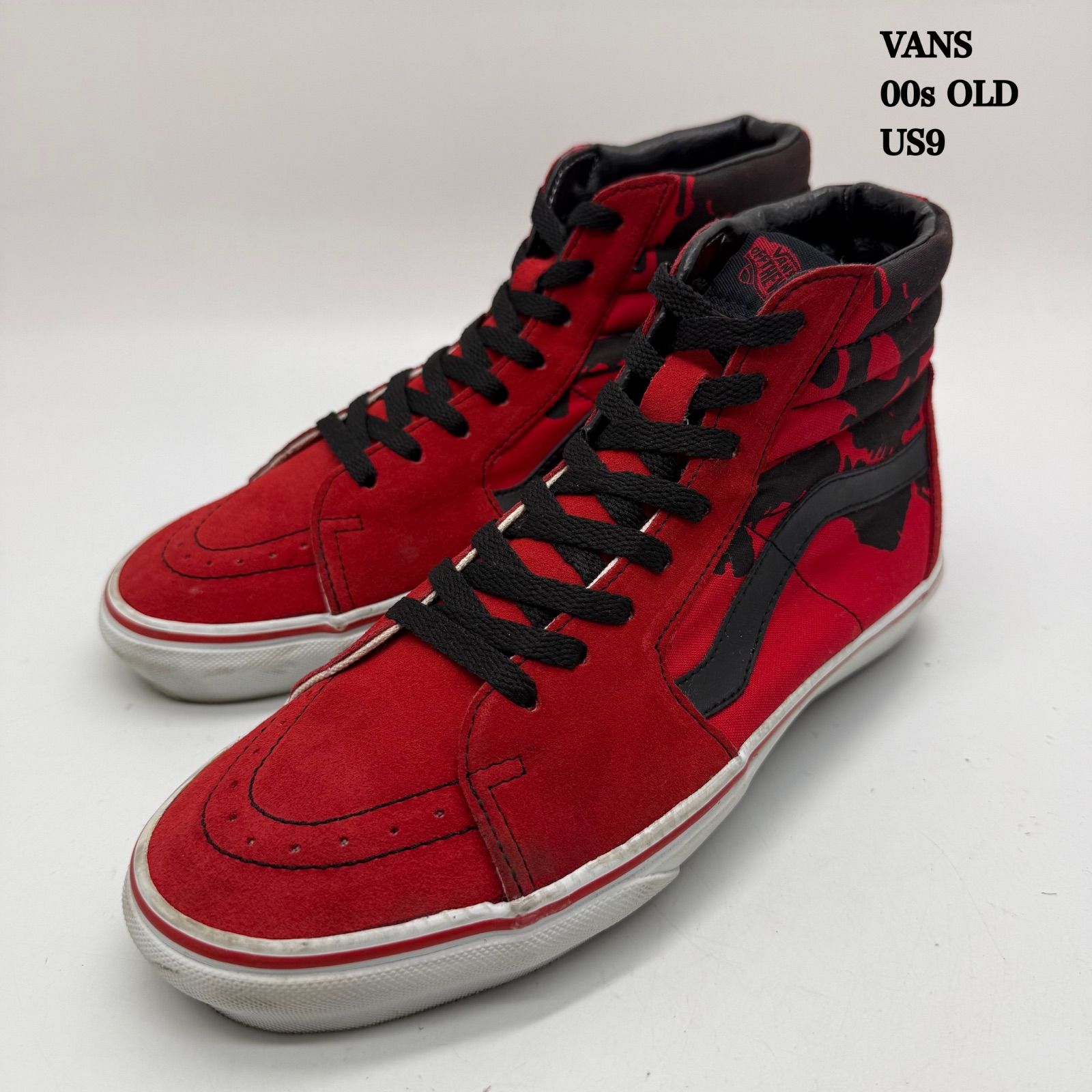 VANS 00s chine OLD sk8 hi RED SKULL US9 ヴァンズ バンズ スケハイ オールド レッドスカル 赤黒 美品 レア スケート ヴィンテージ