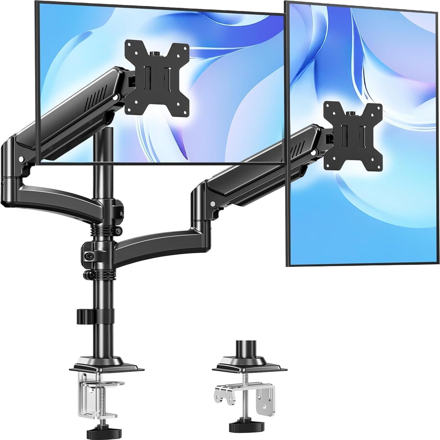 MOUNTUP デュアルモニタアーム 2画面 32インチ対応 ディスプレイアーム ガススプリング 縦並び 耐荷重2?10kg VESA75*75 100*100 グロメット式 クランプ式 ポール アーム付き 角度調整 MU6016B-07★m 859289e7 MOUNTUP デュアルモニタアーム 2画面 32インチ対応 ディスプレイアーム ガススプリング 縦並び 耐荷重2?10kg VESA75*75 100*100 グロメット式 クランプ式 ポール アーム付き 角度調整 MU6016B-07★m 859289e7