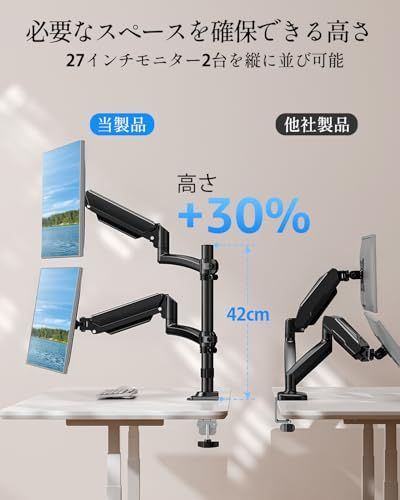 MOUNTUP デュアルモニタアーム 2画面 32インチ対応 ディスプレイアーム ガススプリング 縦並び 耐荷重2?10kg VESA75*75 100*100 グロメット式 クランプ式 ポール アーム付き 角度調整 MU6016B-07★m 859289e7 MOUNTUP デュアルモニタアーム 2画面 32インチ対応 ディスプレイアーム ガススプリング 縦並び 耐荷重2?10kg VESA75*75 100*100 グロメット式 クランプ式 ポール アーム付き 角度調整 MU6016B-07★m 859289e7