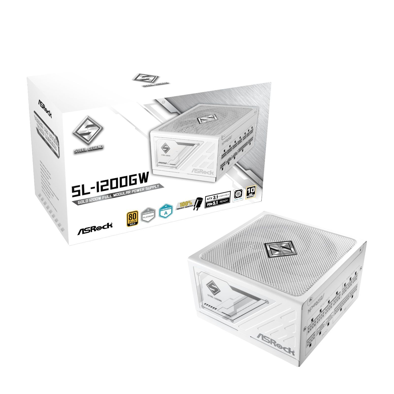 【即日発送】ケーブル付属SL-1200GW 12V-2x6 3.1フルモジュラー GOLDATX 次世代GPU対応PC電源ユニット1200WPCIe5.1対応80PLUS Legend Steel ASRock