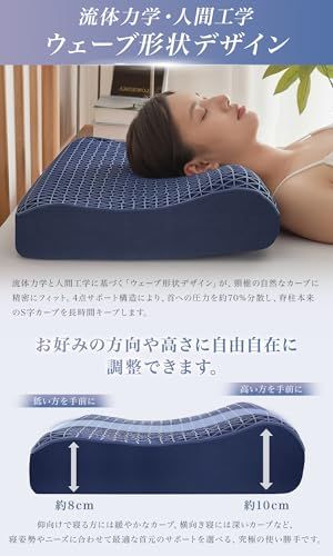 Softime 枕 まくら 首が痛くならない枕 ジェル枕【超柔らかいTPE+40D低反発ウレタン+高さ2段階】洗える枕 蒸れない枕 快眠 耐圧分散 低反発枕 肩こり いびき防止枕 強通気性 安眠枕 夏に最適ジェルピロー 枕カバー付 約60*4 fef74a64