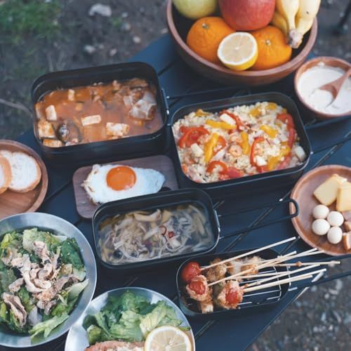 MiliCamp メスティン ノンスティック加工 焦げ付きにくい 湯切り穴 飯盒 ソロキャンプ 軽量 目盛り付★m b3ae1b5f