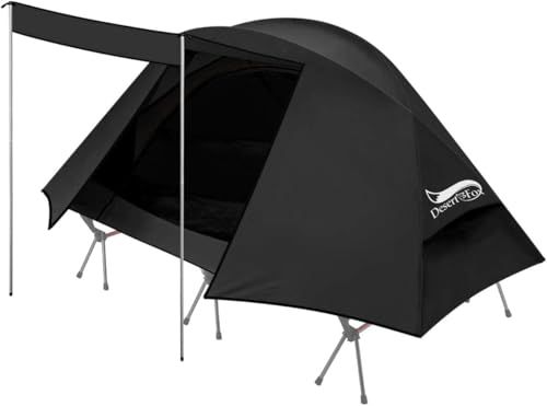 テント コット用 テント 1人用 ソロ 4000mm耐水圧 前室あり DesertFox キャンプ コンパクト 軽量 3 WAY タイプ 撥水加工素材 自立式 二重層構造 4シーズン 簡単設営 UVカット 通気防風防雨 収納袋付き DRZ★m a5a507e8
