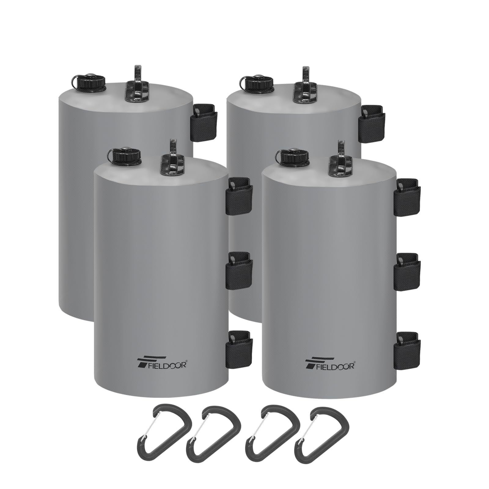 FIELDOOR 注水式 ソフトウエイト ウォーターウエイト 10L テント タープ用 【4個セット】 ペグが使用できない時に大活躍 キャンプ BBQ アウトドア 風対策 おもり 錘 固定ベルト3本 カラビナ付属 持ち手付き★m 46eb8c8c