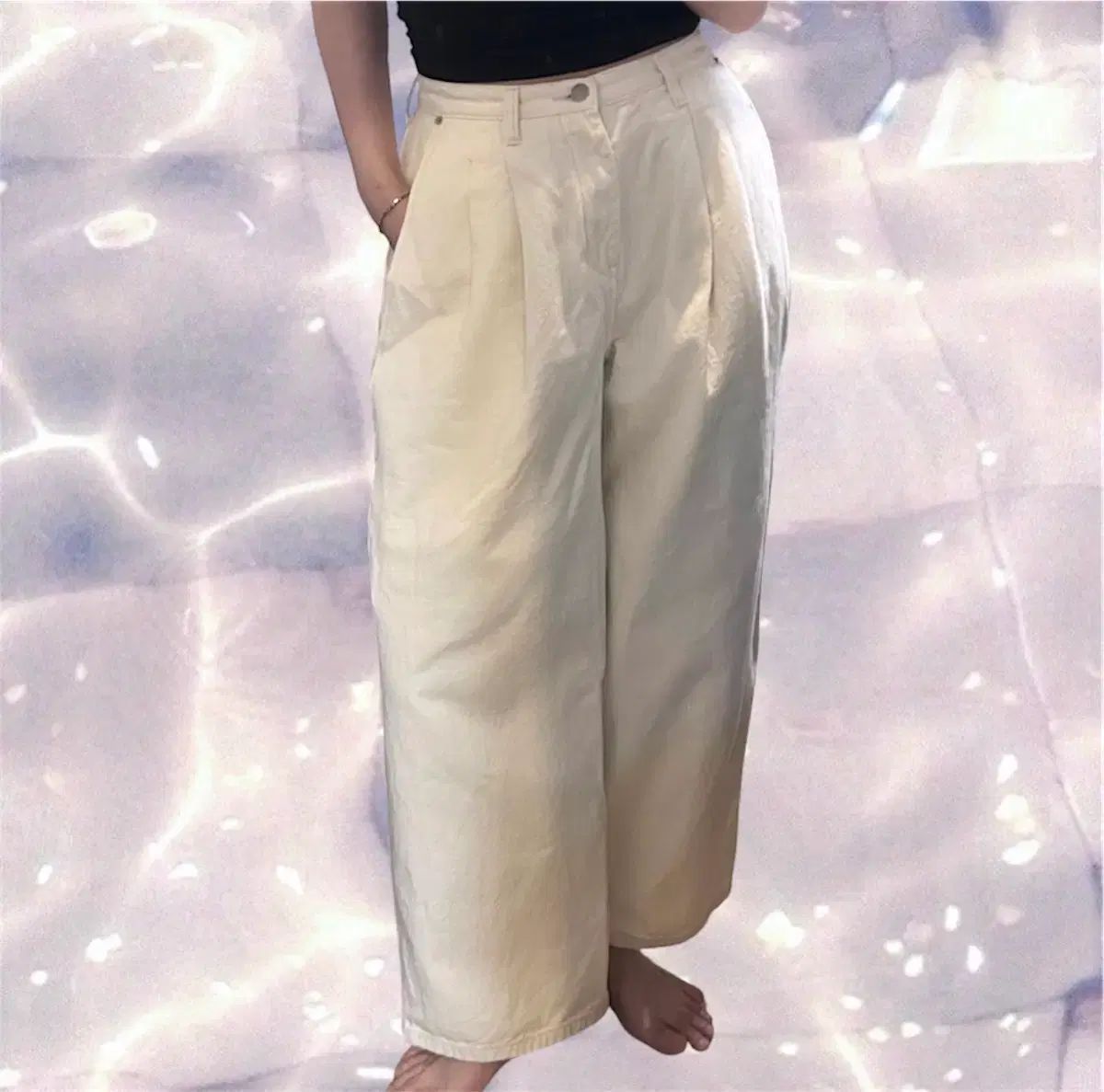 セター コットン ワイド ツータック ピンタック パンツ アイボリー M セター コットン ワイド ツータック ピンタック パンツ アイボリー M