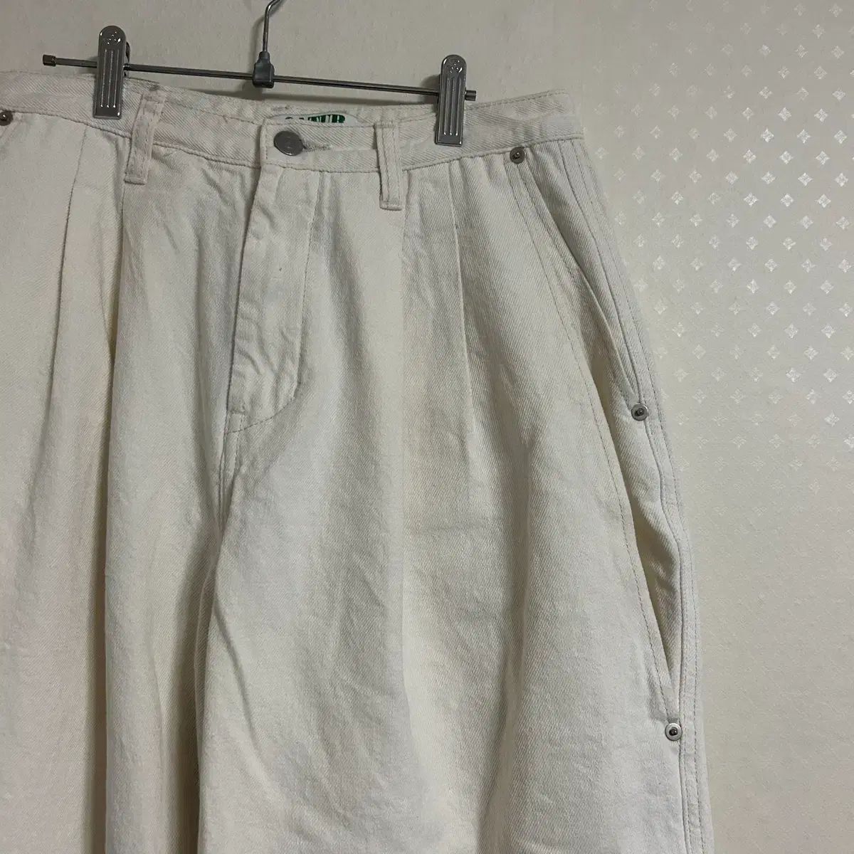 セター コットン ワイド ツータック ピンタック パンツ アイボリー M セター コットン ワイド ツータック ピンタック パンツ アイボリー M