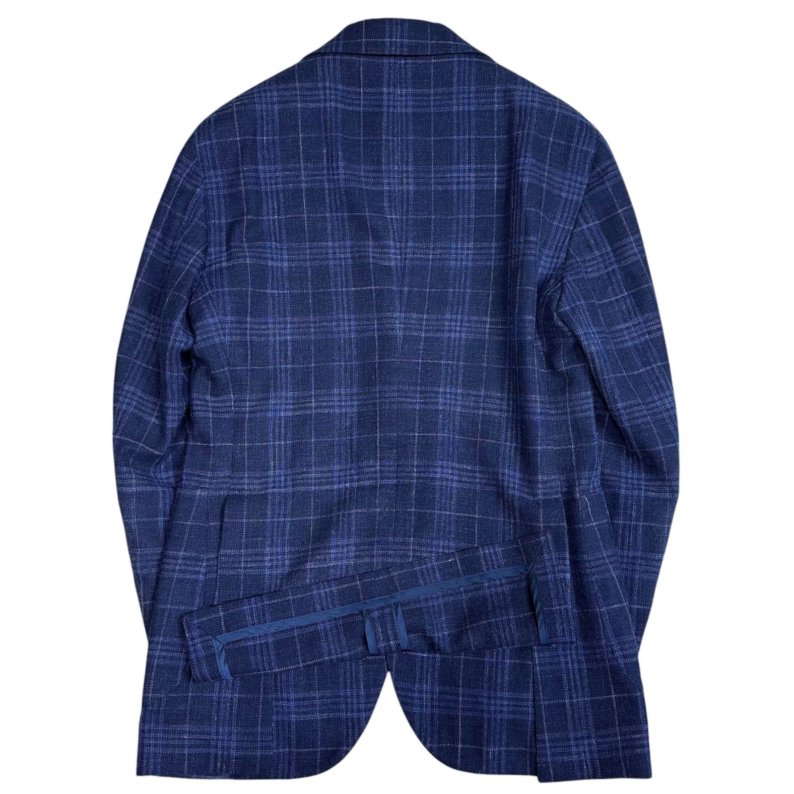 極美品】TAGLIATORE テーラードジャケット ネイビー チェック シルク