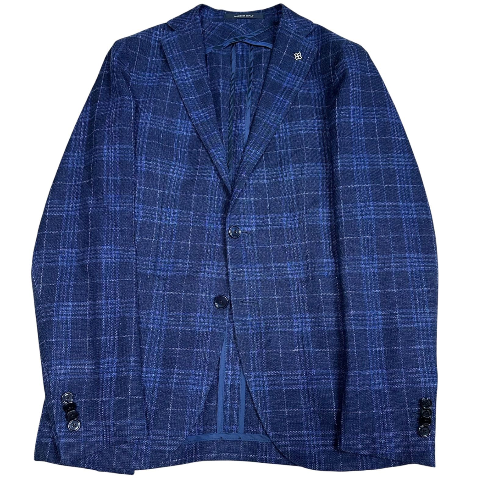 極美品】TAGLIATORE テーラードジャケット ネイビー チェック シルク