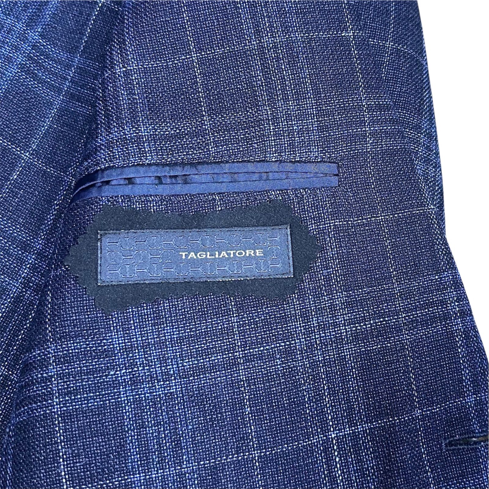 極美品】TAGLIATORE テーラードジャケット ネイビー チェック シルク
