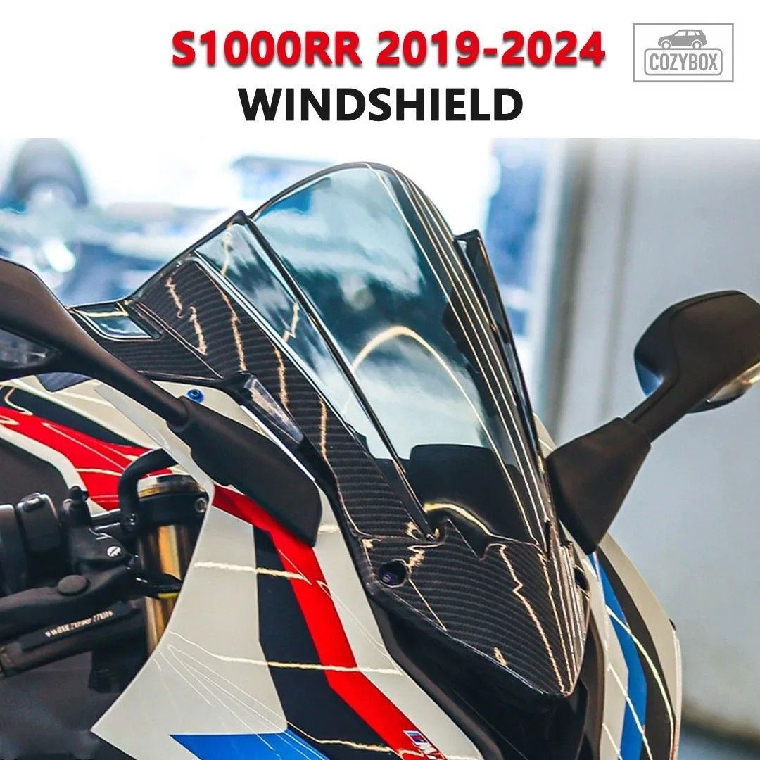 BMW S1000RR 2019 - 24 用 バイク用ハイトアップウインドシールド カーボン接合ウイ