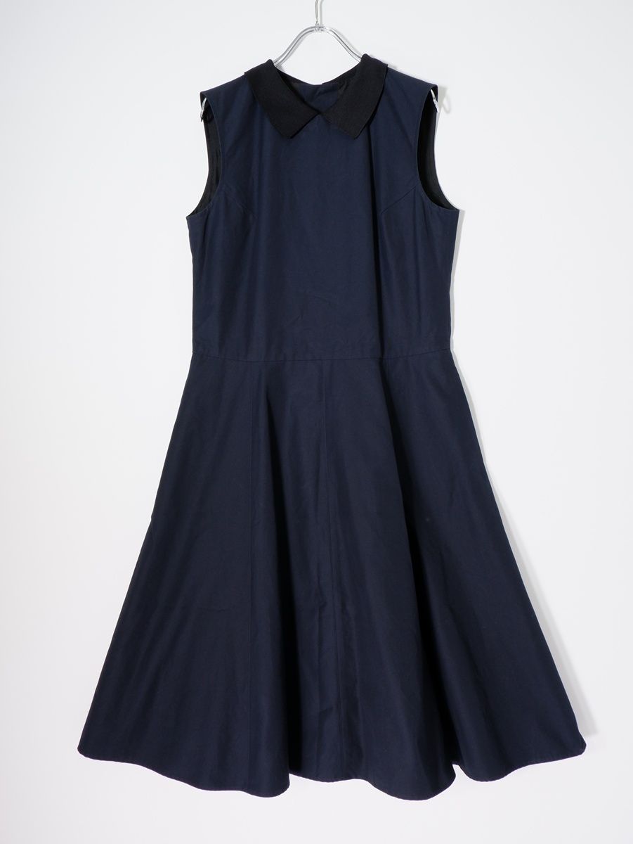 MARGARET HOWELLマーガレットハウエル COTTON TAFFETA シルクニット襟付 コットンタフタドレス ワンピース【2】【LOPA82536】