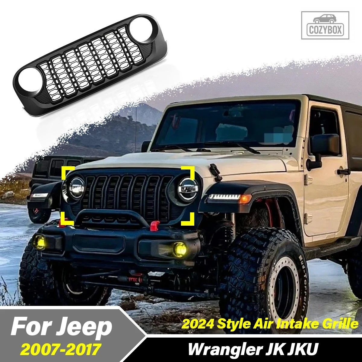 ジープ ラングラー JK JKU 2007 - 17 Lantsun J400 2024 スタイル フロント バンパー