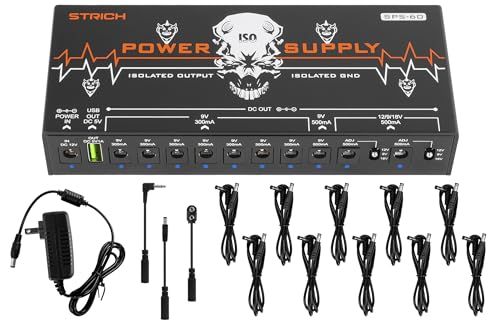 STRICH エフェクター電源 パワーサプライ 10出力 独立電源 9V/12V/18V対応 (最大500mA) ノイズレス ハイパワー ギター ベース ペダルボード用 安定給電 SPS-60★m 5d8174e8