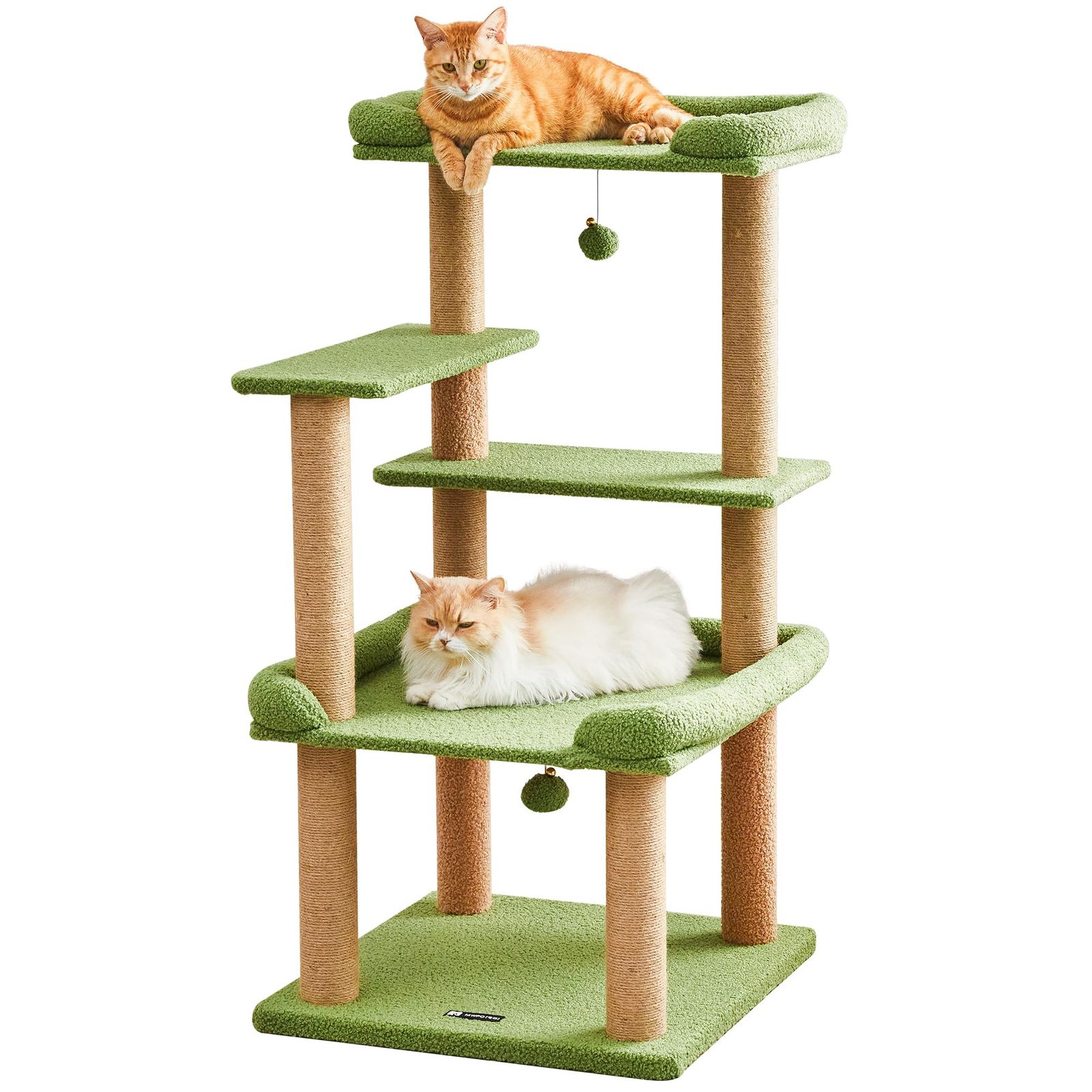 MWPO 猫タワー 大型猫 シニア猫 据え置き 安定感 多頭飼い 爪とぎ 猫ベッド シンプル 114cm グリーン 954Emt f4b3a46e
