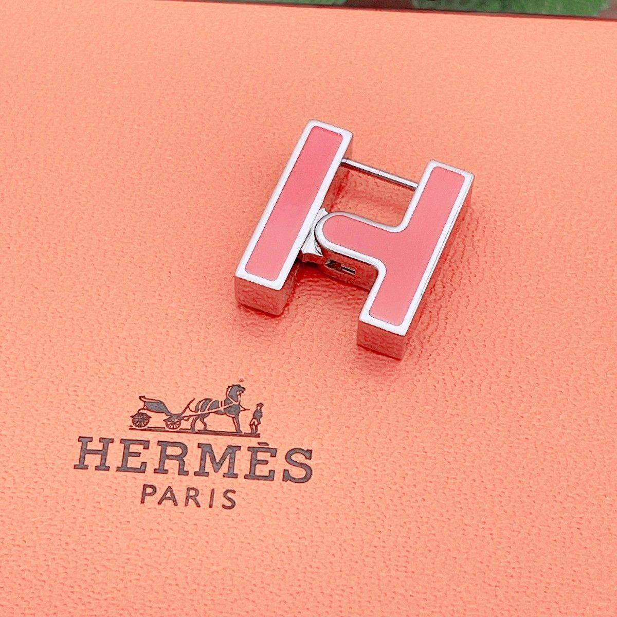◇エルメス◇清掃消毒済 HERMES ハバスキュール ピアス 片耳用 シルバー × レッド ブランド 6.0g