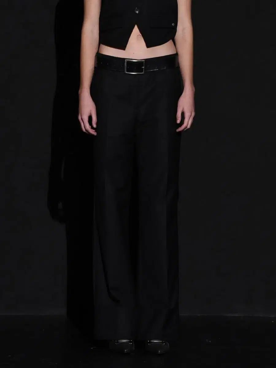 BOHEMSEO FOLDED WIDE SLACKS BLACK