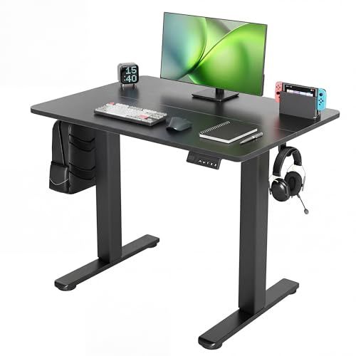 Claiks 昇降デスク 小さめ 電動 スタンディングデスク 昇降式 テーブル 幅80cm*奥行き48cm 小部屋対策 在宅ワーク パソコンデスク テレワーク オフィスデスク 高さ調節 メモリー機能 コンパクト ブラックフレーム/ブラック天板ｍａ