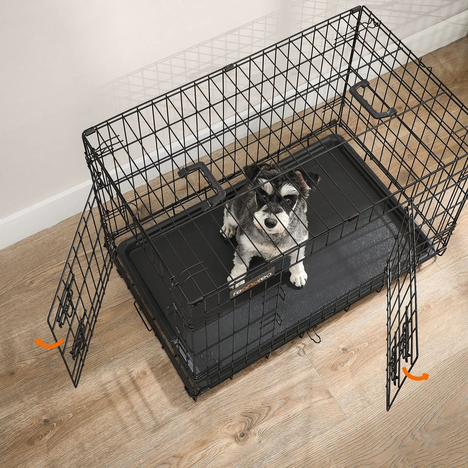 FEANDREA ペットケージ 77.5×48.5×55.5cm 室内外兼用 犬 トレー付き