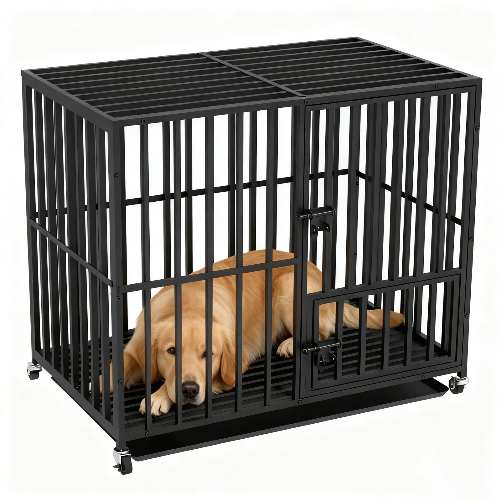 BingoPaw 犬 ケージ ペットサークル 小型犬 大型犬 クレート 中型犬 室内 犬用サークル 屋根付き 頑丈 キャスター付き 移動 Lサイズ
