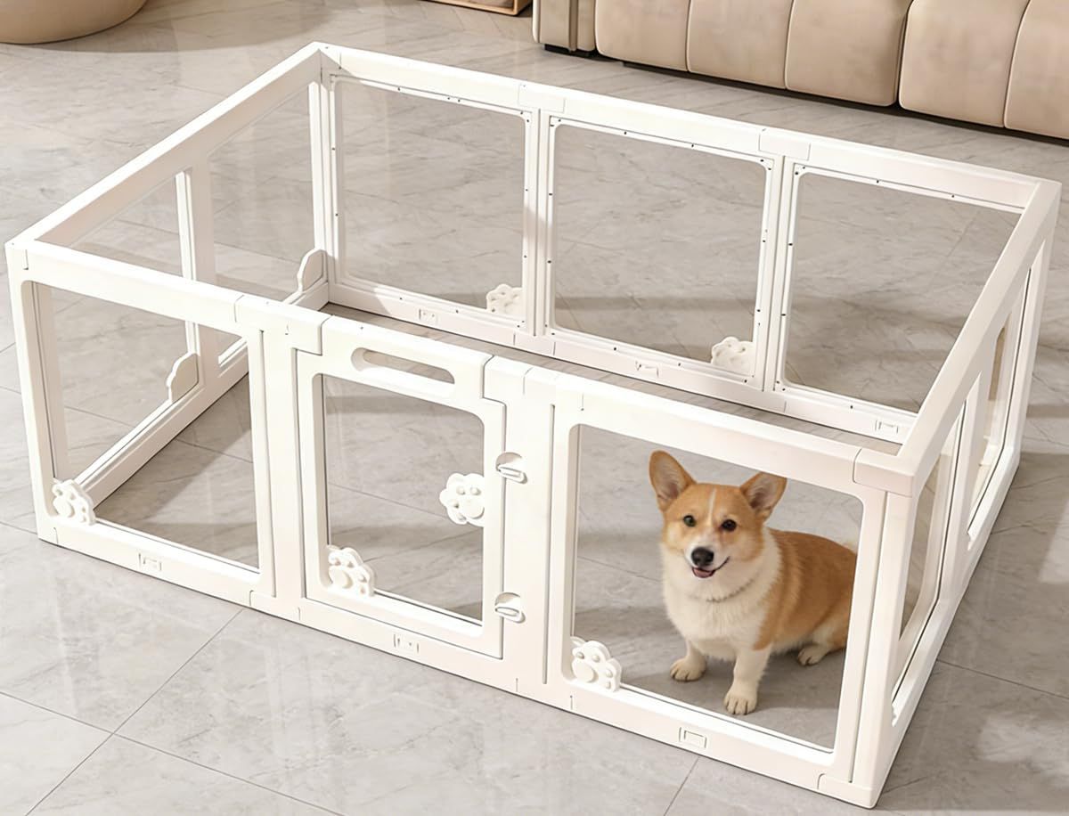 SIRUNLY ペットサークル 犬用 小型犬 中型犬対応 脱出防止 150×100.5×60cm 組立簡単 室内外兼用