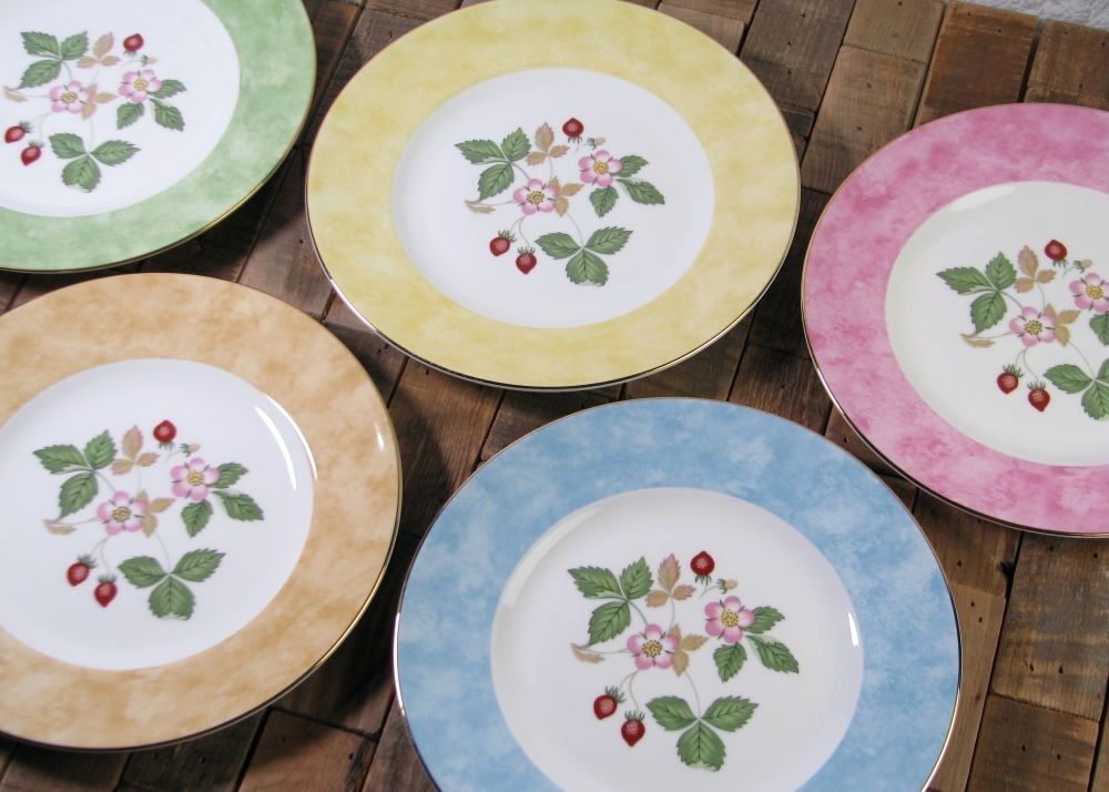 ［新品］ワイルドストロベリー・フルリム　アクセントプレート5枚 WEDGWOOD ウェッジウッド ワイルドストロベリー フルリムプレート5枚