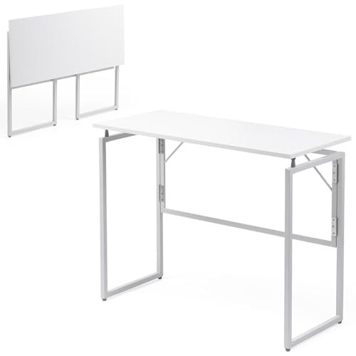サンワダイレクト 折りたたみデスク コンパクト 幅90×奥行40×高さ70cm 耐荷重20? パソコンデスク 勉強机 折り畳みテーブル ホワイト 100-DESKH081Wｍａ