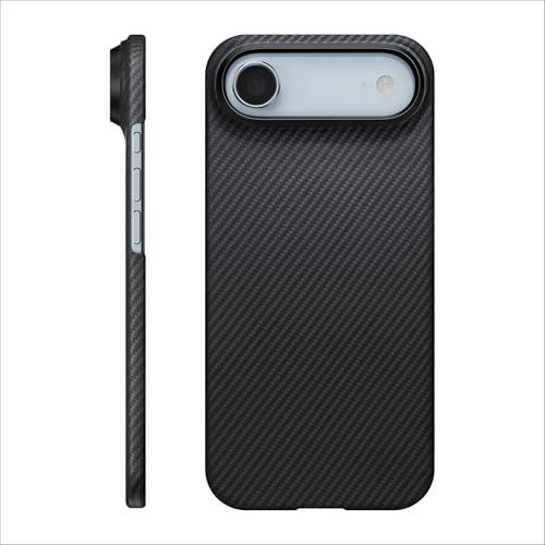 【1mm極薄】PITAKA iPhone Air用 ケース 極薄 20g軽量 MagSafe対応 アラミド繊維製 黄ばみ防止 上下フルカバー 耐衝撃 iphoneケース 薄型 おしゃれ Ultra-Slim Case (600D 黒/グレー）Ju