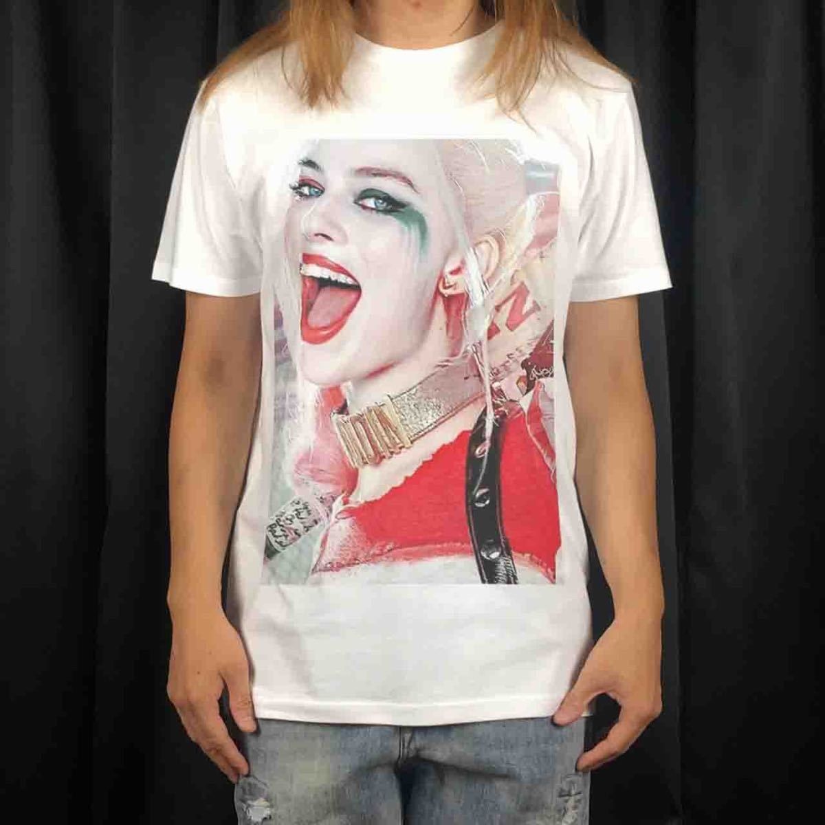オリジナル Tシャツ ビッグ プリント ハーレイクイン DC スーサイドスクワッド バットマン 悪役 Tシャツ S M L XL タイト ジャスト 大きい ビッグ オーバーサイズ メンズ レディース ユニセックス ピンククリーム