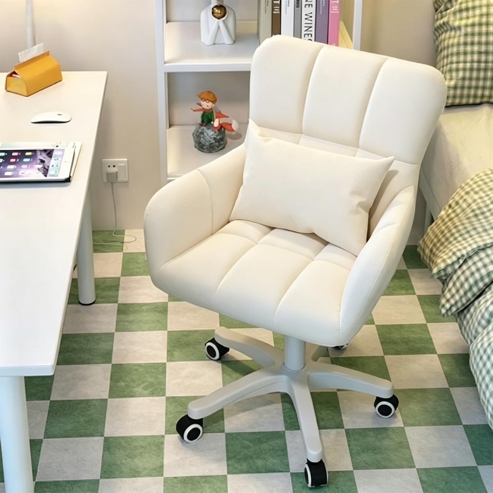 オフィスチェア 勉強椅子 パソコンいす chair 360°回転 座面昇降 チェア カワイイ オシャレ イス キャスターツキ 腰クッション付き ワーキングいす インテリア椅子 テレワーク ワークイスｍａ