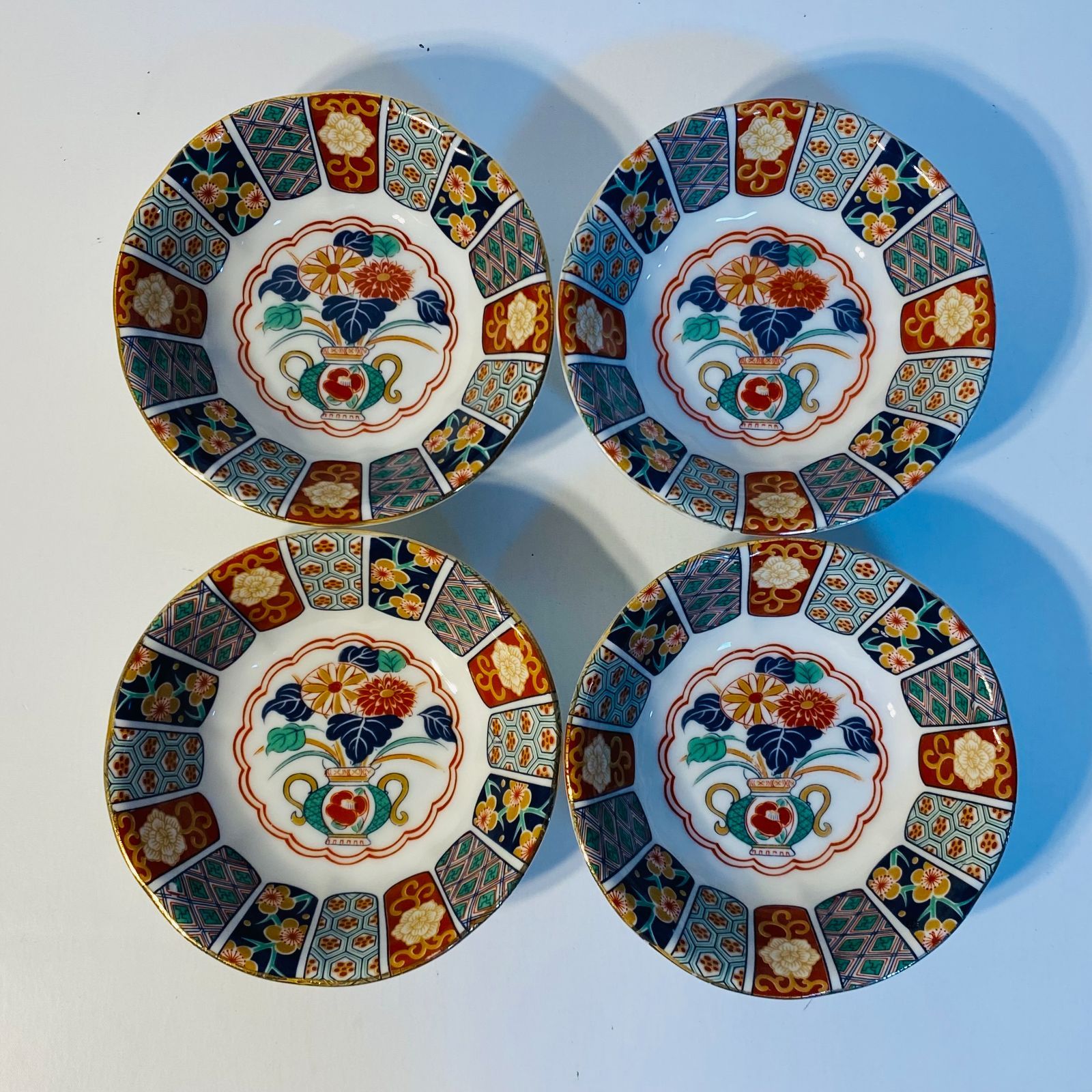 有田焼　田扇　骨董品　花柄波形皿 5枚セット 直径23cm 有田焼 田扇 中鉢 4客セット 丸鉢 和柄 花柄 浅皿 食器 送料込み