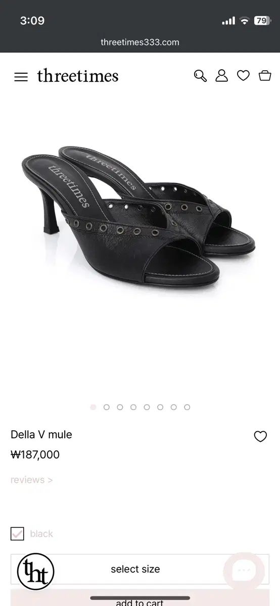スリータイムズ デルラ Vミュール ブラック Della V mule 230